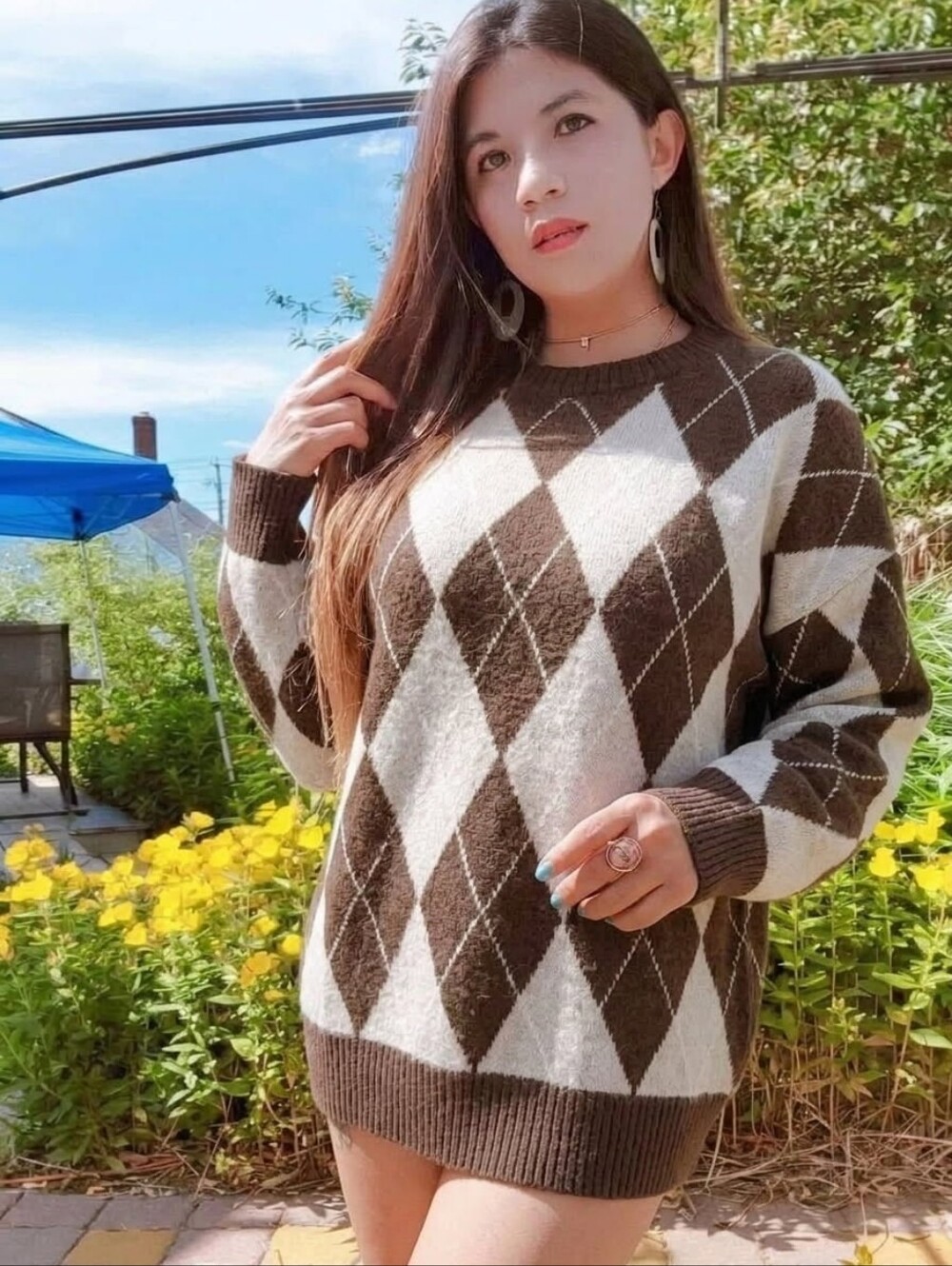New Style! Stylish Argyle Pullover Knit Sweater